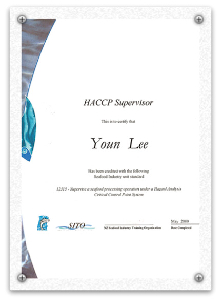 NZ HACCP 인증
